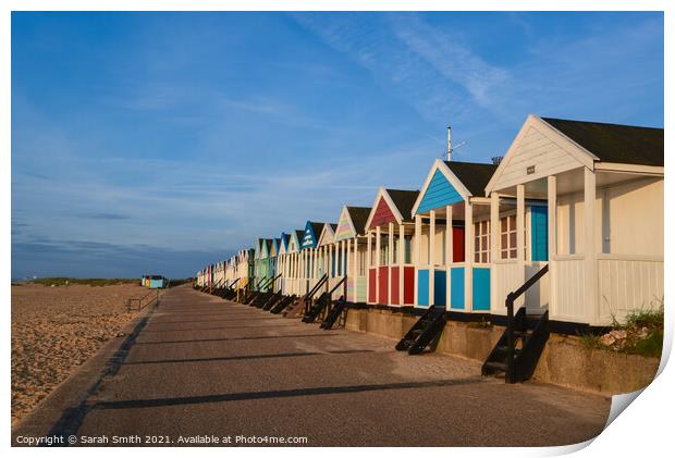 Colourful Beach Huts at Southwold Print by Sarah Smith