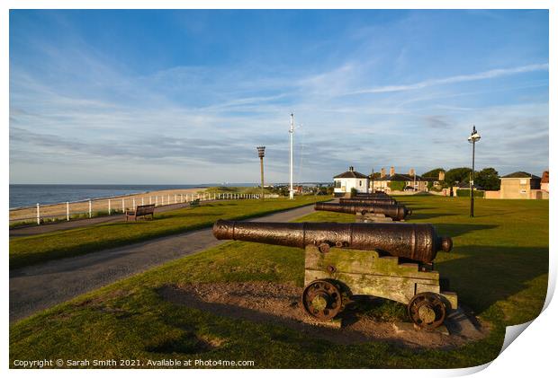 The Row of Cannons at Gun Hill, Southwold Print by Sarah Smith