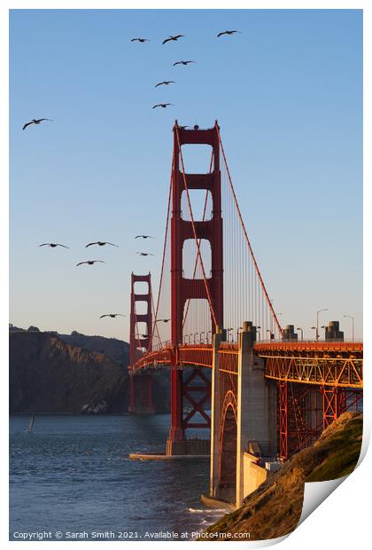 Golden Gate Bridge at Sunset Print by Sarah Smith