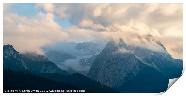 Zugspitze Peak in the Clouds Print by Sarah Smith
