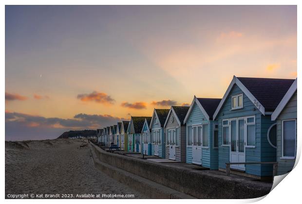 Romantic Beach Huts at Dusk Print by KB Photo