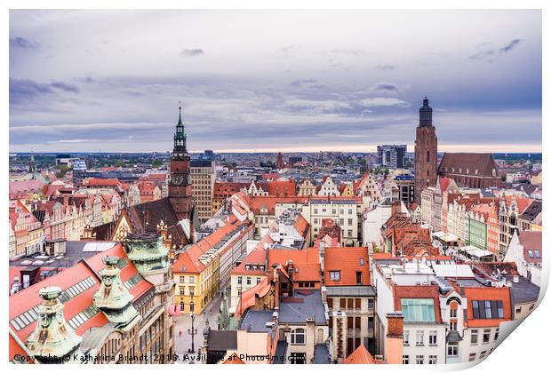 Wroclaw cityscape, Poland Print by KB Photo
