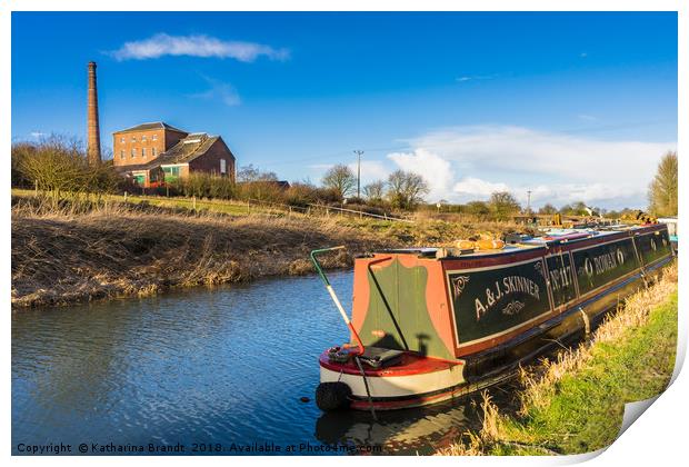 Narrowboat on the Kennet and Avon Canal and Crofto Print by KB Photo