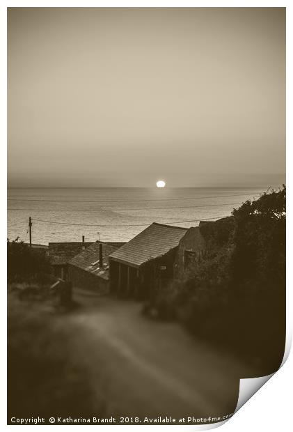 Sunset over Tregardock Farm in North Cornwall Print by KB Photo