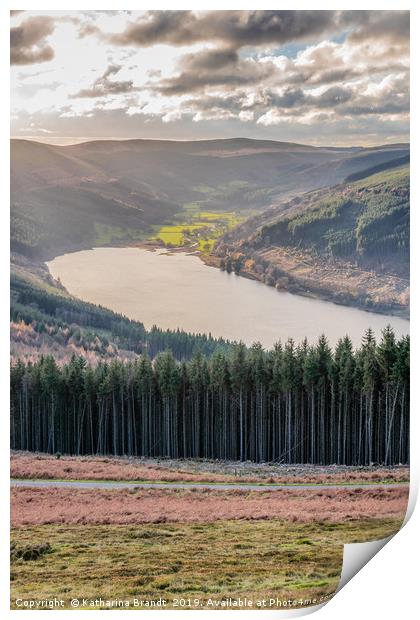 View across the Talybont Reservoir in South Wales Print by KB Photo