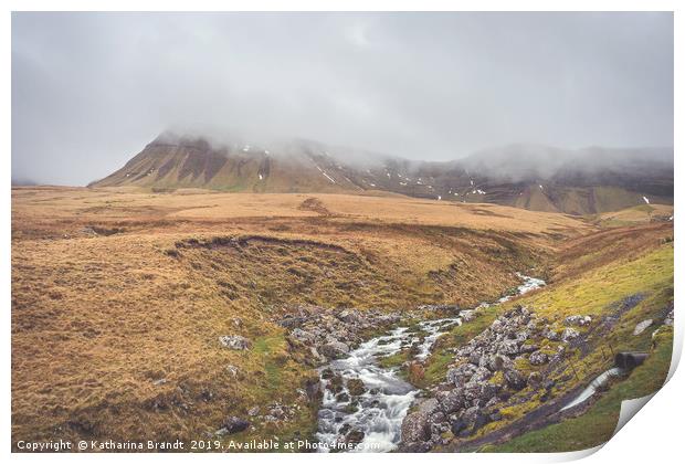 Fan Brycheiniog enshrouded in clouds Print by KB Photo