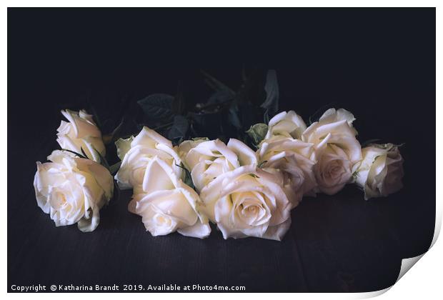 White roses vintage toned Print by KB Photo