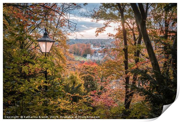 Autumnal view from St Giles Hill in Winchester Print by KB Photo