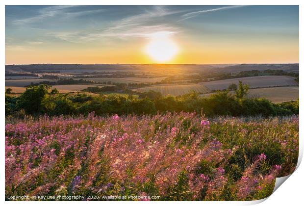 Sunset over Butser Hill, South Downs Print by KB Photo