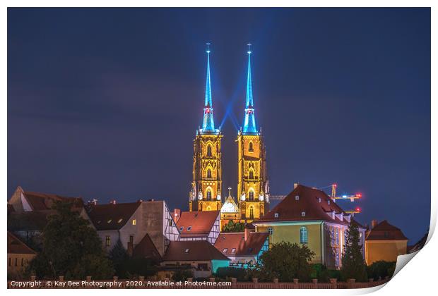 Wroclaw Poland by night Print by KB Photo