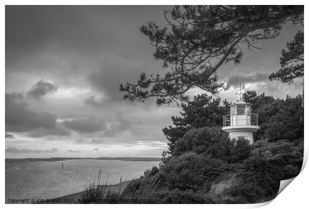 Lepe Lighthouse monochrome, Hamphire Print by KB Photo