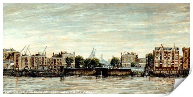 London Dock Entrance,  Wapping,  London. 1940 Print by Mackenzie Moulton