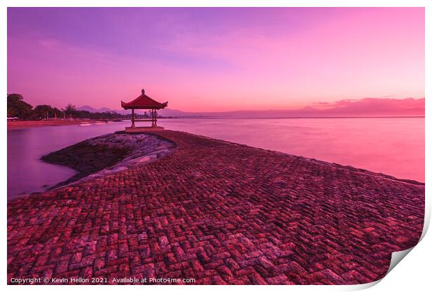 Dawn at Sanur Beach Print by Kevin Hellon