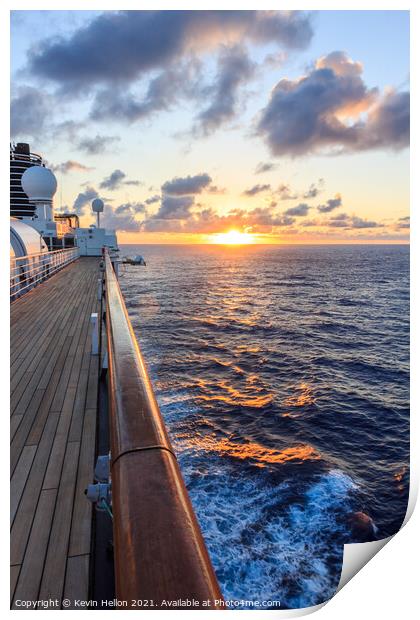 Sunset aboard a cruise ship, South Pacific Print by Kevin Hellon