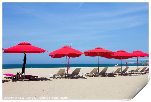 Red parasols Print by Kevin Hellon