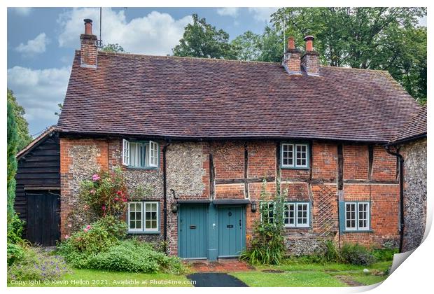 English country cottages in West Wycombe Print by Kevin Hellon