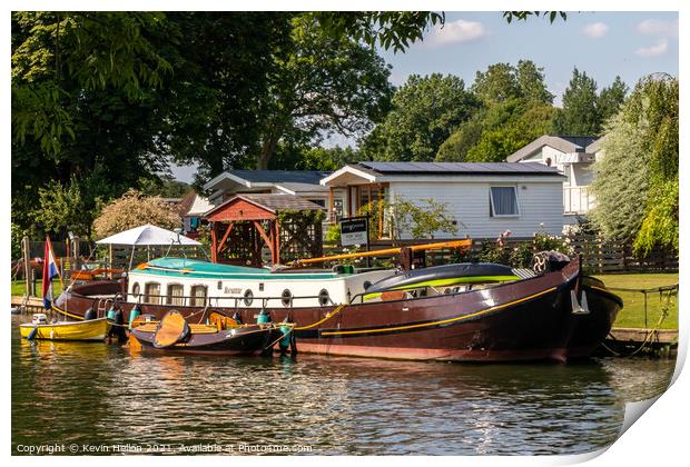 Dutch barge moored on the River Thames Print by Kevin Hellon