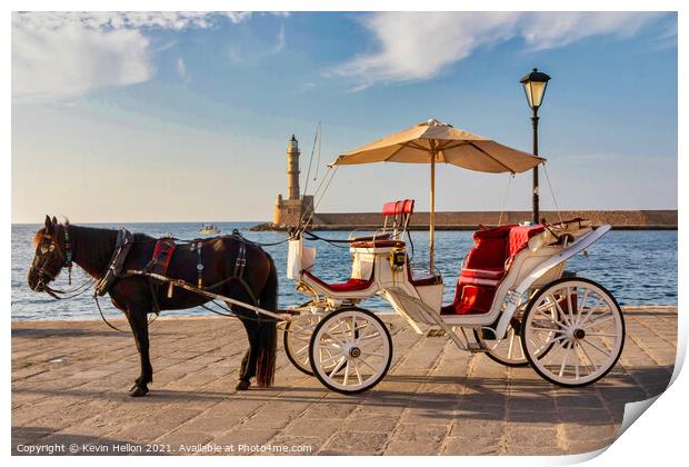 Horse and carriage with the Venetian harbour and l Print by Kevin Hellon