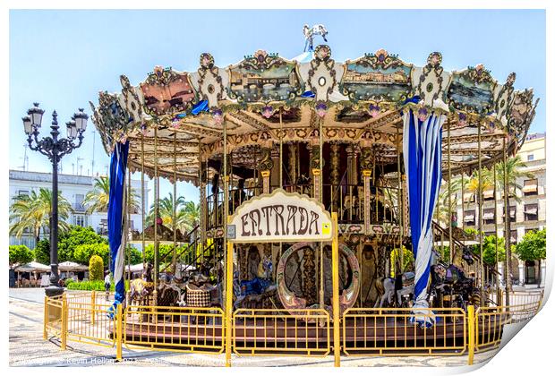 Carousel in the Plaza del Arenal, Jerez de la Frontera. Print by Kevin Hellon