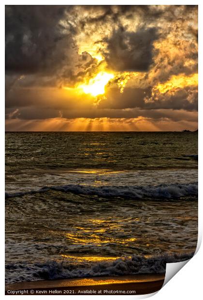 Sunburst over the Andaman sea Print by Kevin Hellon