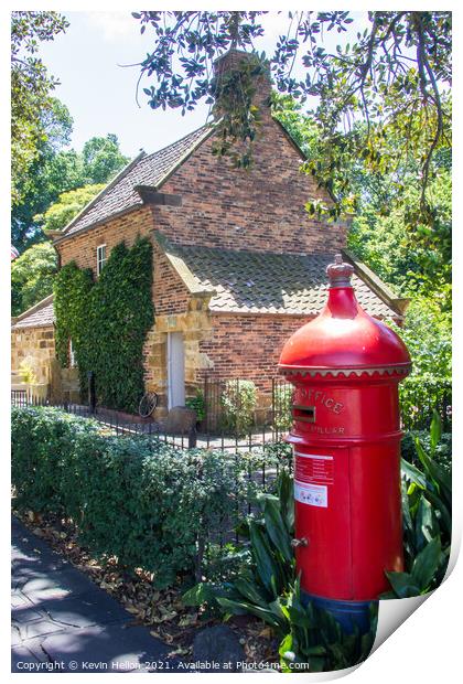 James Cooks cottage and pillar box Print by Kevin Hellon