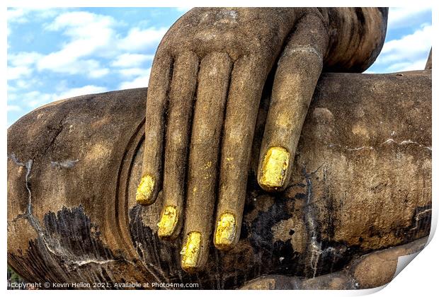 Hand of Buddha, Sukhothai, Thailand Print by Kevin Hellon