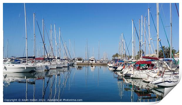 Yachts in Malaga marina Print by Kevin Hellon