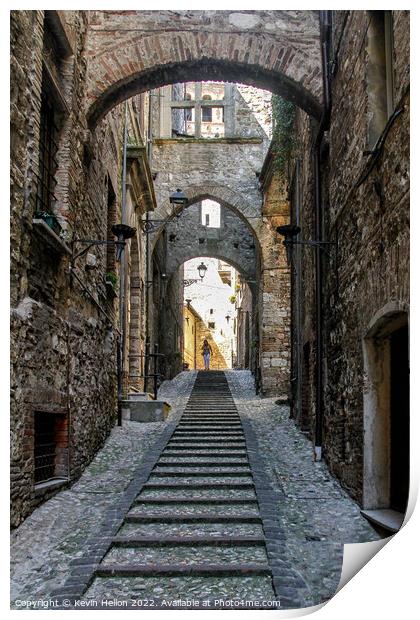Medieval street in Narni, Umbria, Italy Print by Kevin Hellon