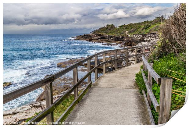Walkway on the New South Wales coastline near Freshwater Bay Print by Kevin Hellon