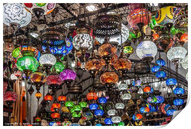 lamps for sale in the Grand Bazaar, Istanbul, Turkey Print by Kevin Hellon