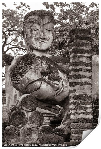Buddha statues in Khamphaeng Phet Historical Park, Thailand Print by Kevin Hellon