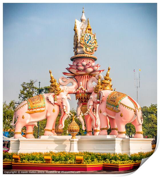 Pink elephants statue,  Print by Kevin Hellon