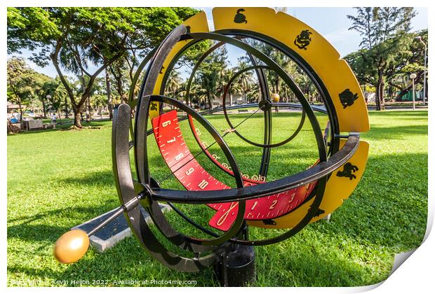 Sundial in Lumphini Park, Print by Kevin Hellon