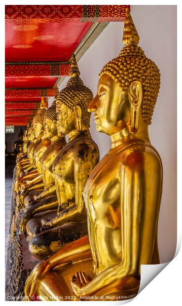Buddha statues in Wat Pho, Bangkok, Thailand Print by Kevin Hellon