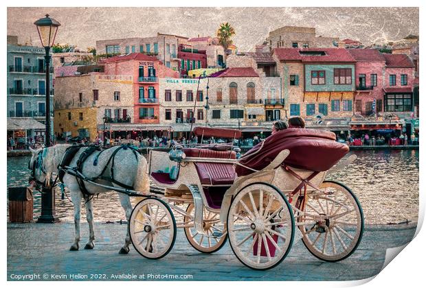 Horse and carriage nect to the old Venetian Harbou Print by Kevin Hellon