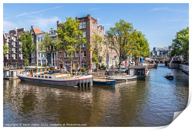 Junction of the Brouwersgracht and Prinsengracht, Amsterdam, Net Print by Kevin Hellon