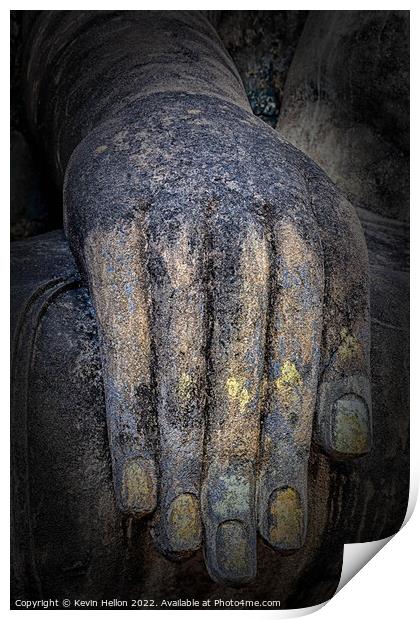 Buddha's hand, Sukhothai Historical Park, Thailand Print by Kevin Hellon