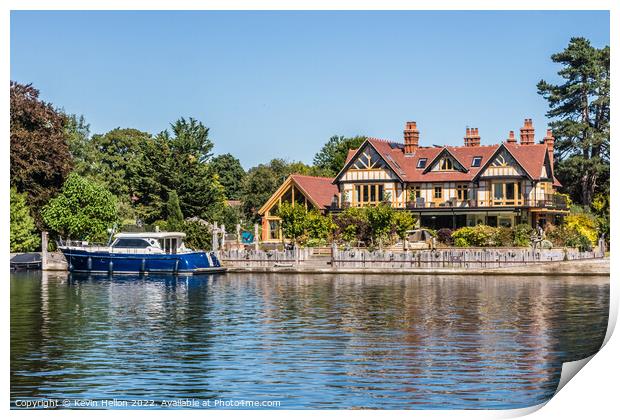 House and boat on the River Thames  Print by Kevin Hellon