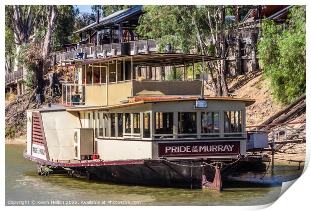 Paddle steamer, Pride of the Murray, Murray River, Echuca, Victo Print by Kevin Hellon