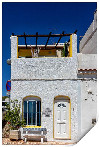 Pretty seafront cottage, Albufeira old town,  Print by Kevin Hellon
