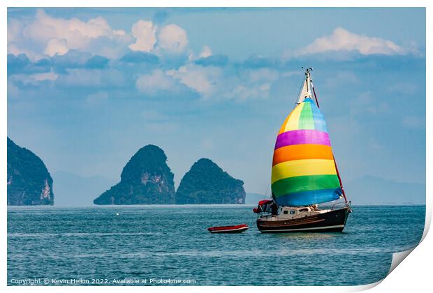 Sailing in Phang Nga Bay, Phuket, Thailand Print by Kevin Hellon
