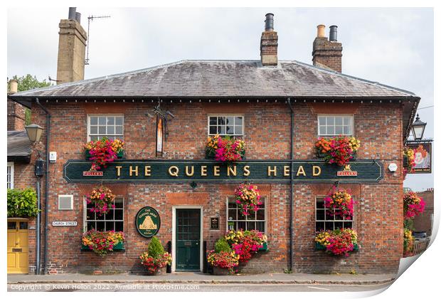 The Queens Head public house in Old Chesham, Print by Kevin Hellon