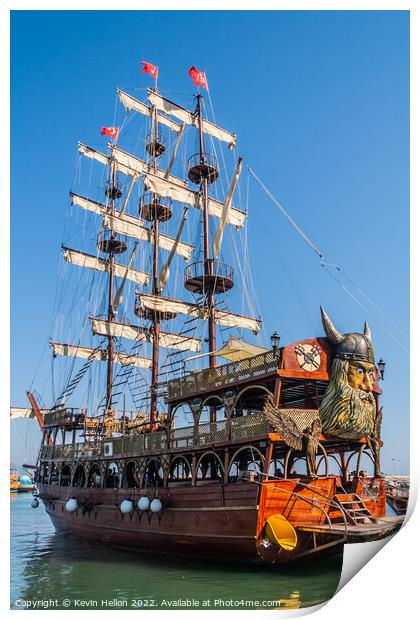 Pirate ship  Print by Kevin Hellon