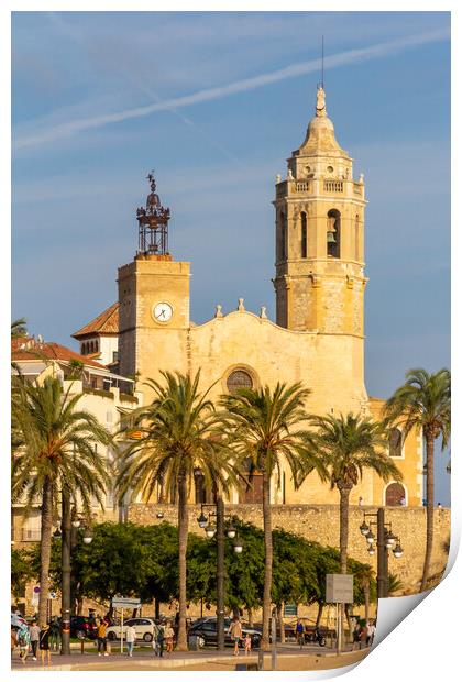 Church of Sant Bartomeu & Santa Tecla, Sitges, Spain Print by Kevin Hellon