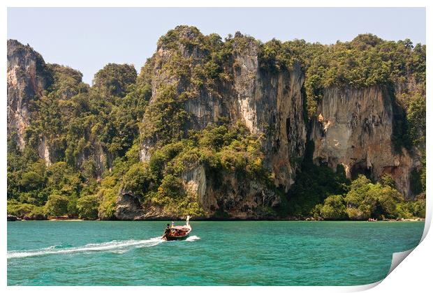 Long tailed boat, Krabi, Thailand Print by Kevin Hellon