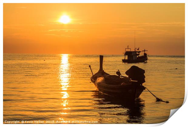 Sunset, Bang Tao beach, Phuket, Thailand Print by Kevin Hellon