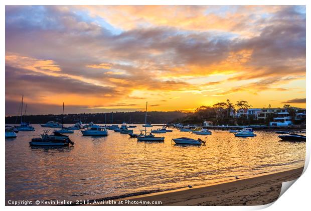 Sunset 0ver Watsons Bay harbour Print by Kevin Hellon