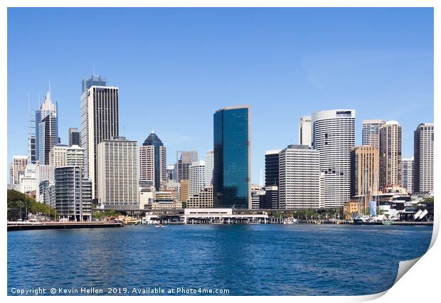 Sydney central business district from the harbour  Print by Kevin Hellon