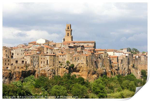 View of Pitigliano, Tuscany, Italy Print by Kevin Hellon
