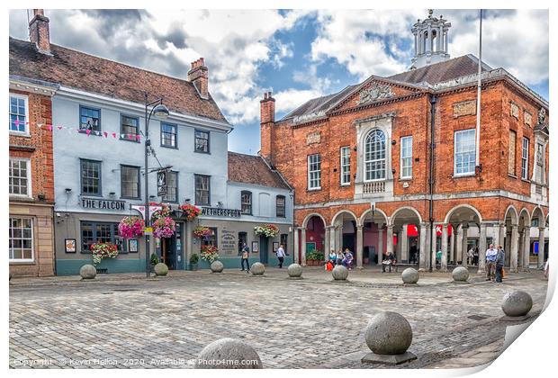 The historic Guildhall and the Falcon pub  Print by Kevin Hellon